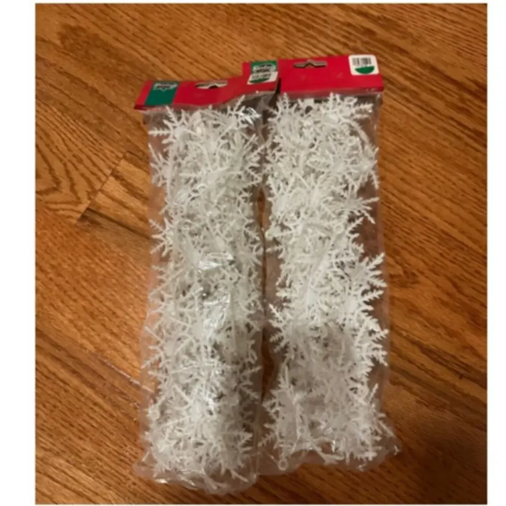 2 Strands of Vintage Snowflake Christmas Winter garland NWT